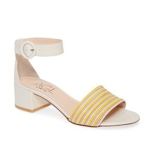 AGL Ankle Strap Off White and Yellow Sandal, 7